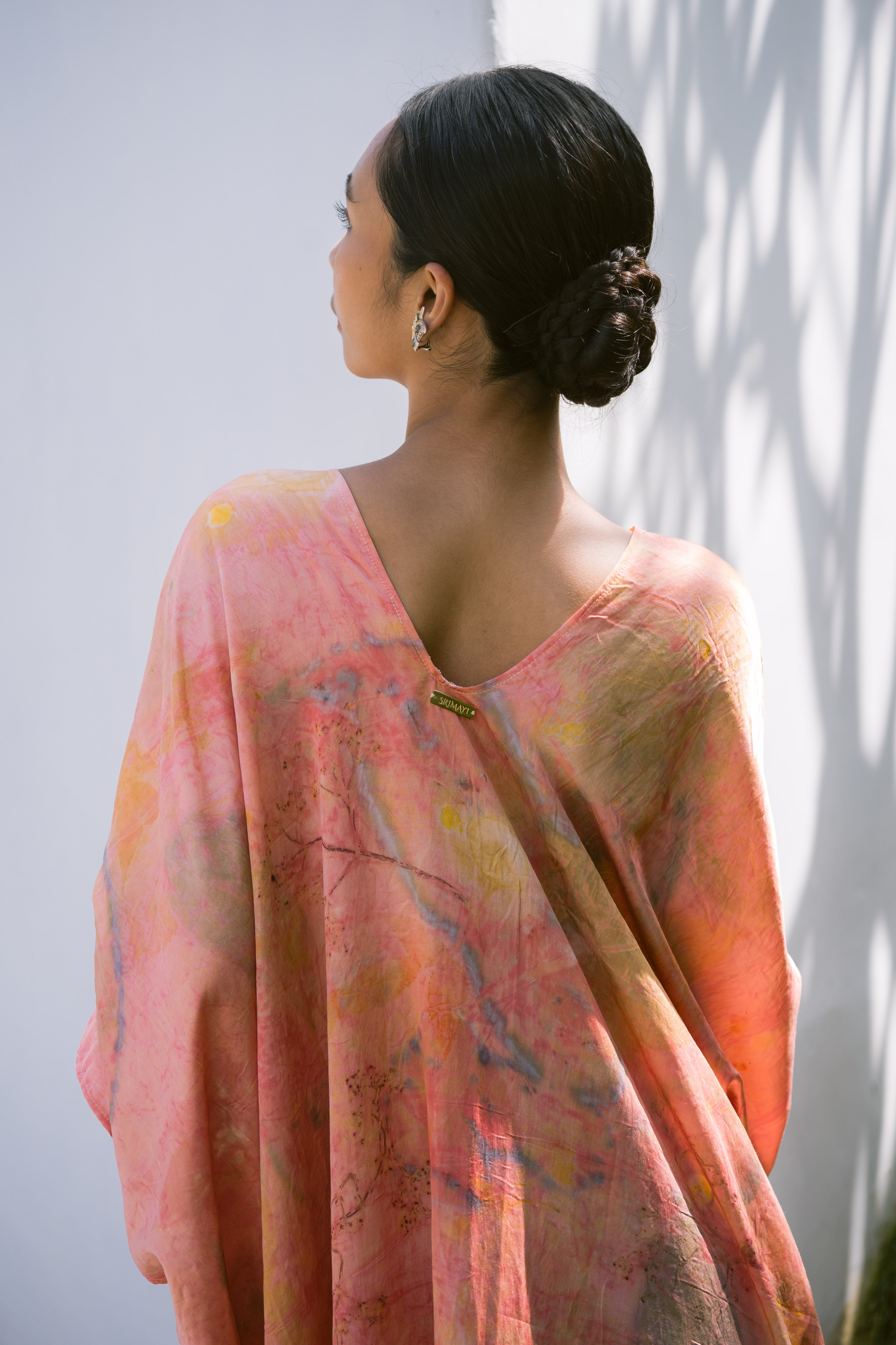 The Parvati – Blue, Pink, Green & Yellow Cotton Silk Eco Print Dress